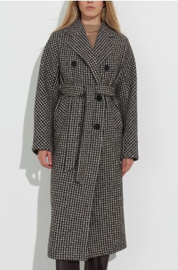 Пальто из шерсти с принтом гусиная лапка ВП1196 фото 20