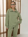 Костюм JAPANDI OLIVE свитшот на молниии + прямые брюки