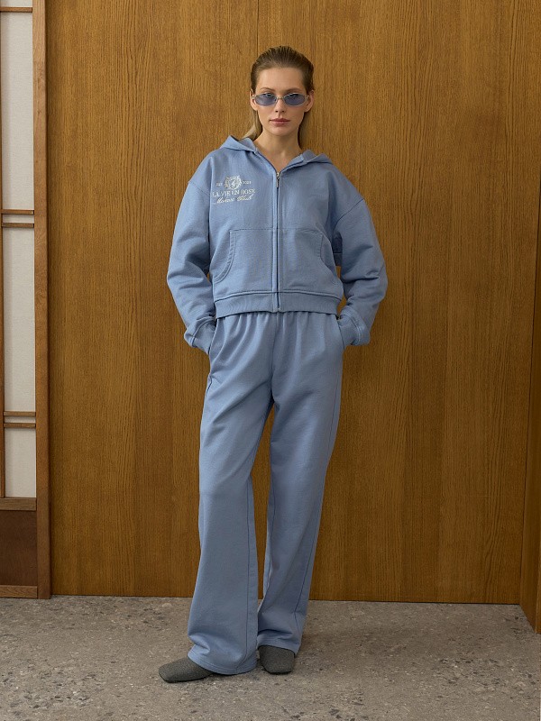 Костюм LA VIE EN ROSE LIGHT BLUE зип худи + прямые брюки