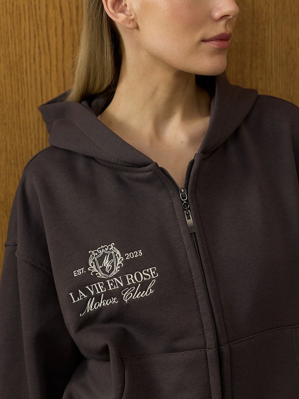 Костюм LA VIE EN ROSE DARK CHOCOLATE зип худи + прямые брюки