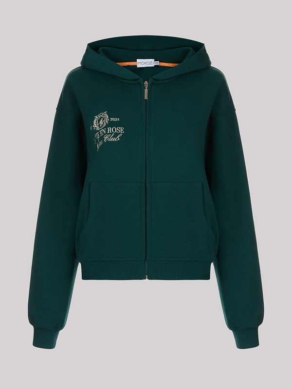 Костюм LA VIE EN ROSE ROYAL GREEN зип худи + прямые брюки