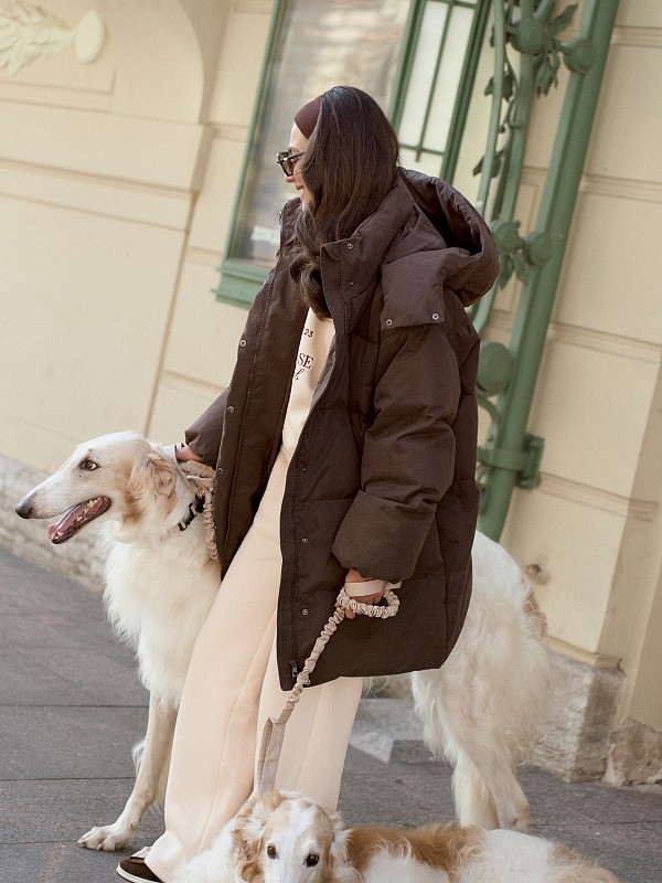 Удлиненный пуховик JE T'AIME DARK CHOCOLATE 