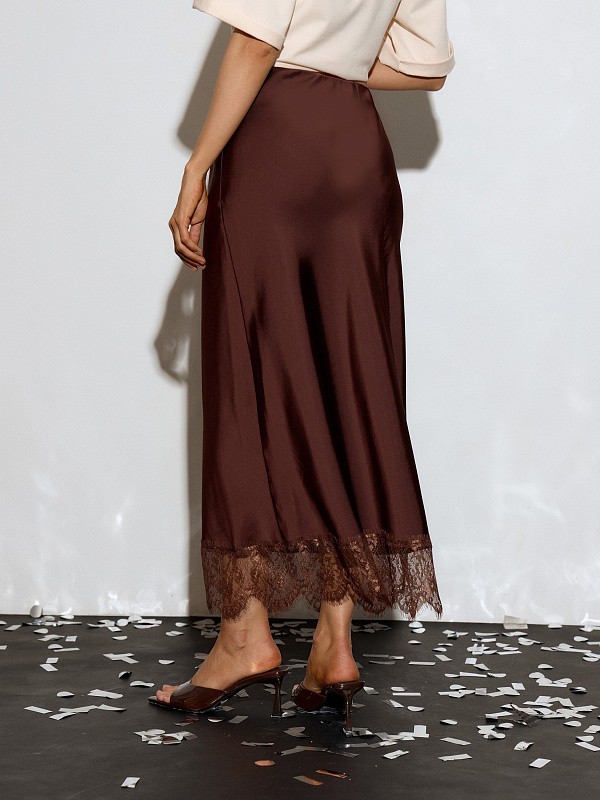 Юбка миди в бельевом стиле LACE STORIES CHOCOLATE