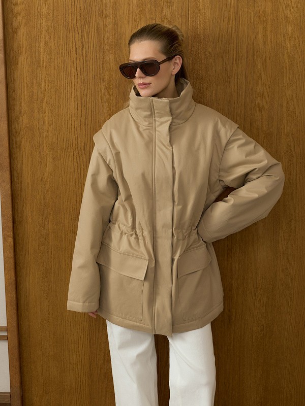 Демисезонная куртка TWO FORMS BEIGE c отстёгивающими рукавами