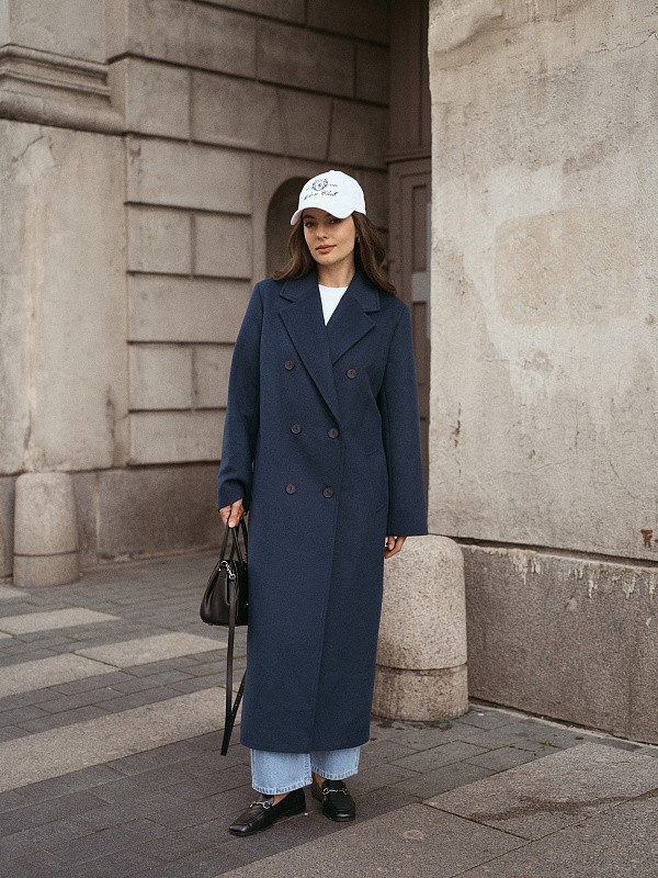 Пальто POSH MAXI ROYAL BLUE из итальянской шерсти  