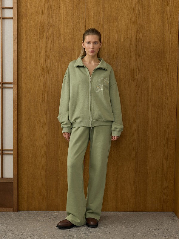 Костюм JAPANDI OLIVE олимпийка + прямые брюки