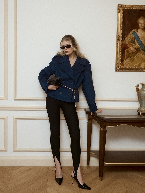 Укороченное пальто-жакет ROYAL BLUE из итальянской шерсти  