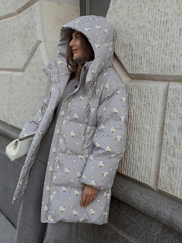 Удлиненный пуховик JE T'AIME FLORA