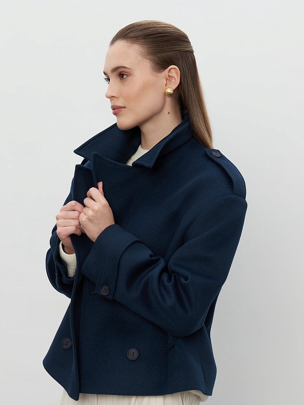 Укороченное пальто-жакет ROYAL BLUE из итальянской шерсти  