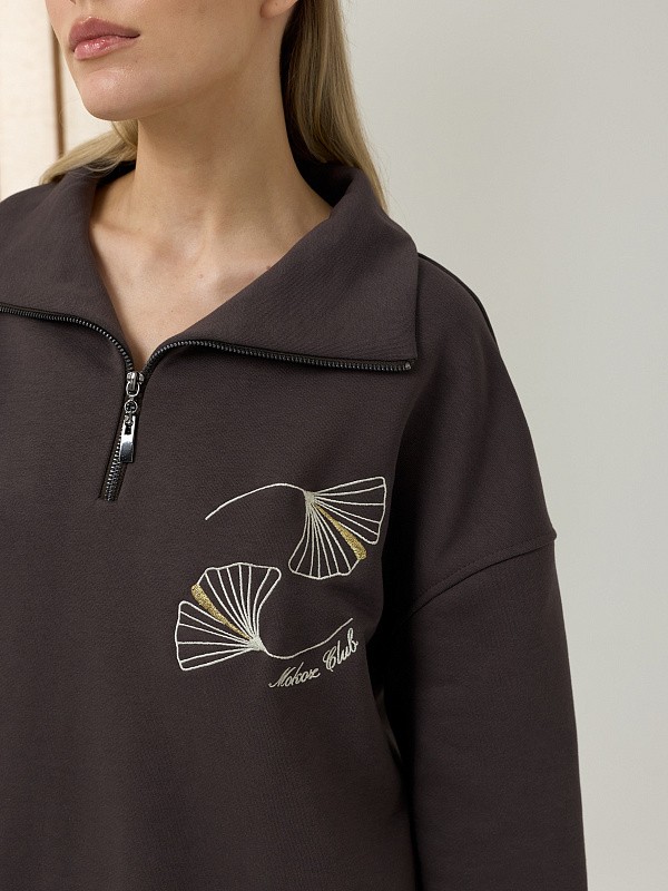 Костюм JAPANDI DARK CHOCOLATE свитшот на молнии + прямые брюки