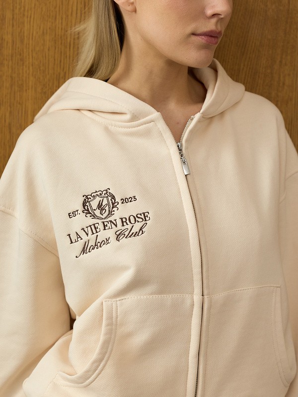 Костюм LA VIE EN ROSE СHAMPAGNE зип худи + прямые брюки