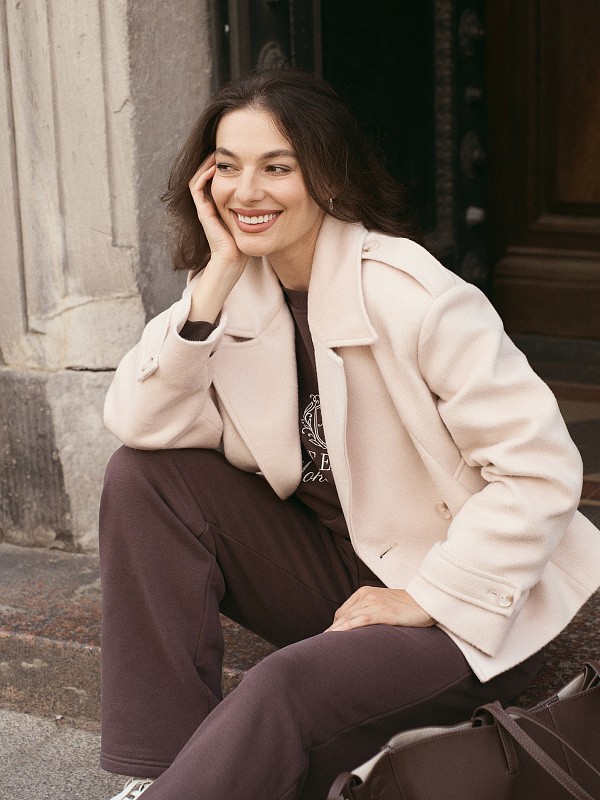 Укороченное пальто-жакет ROYAL MILK из итальянской шерсти  