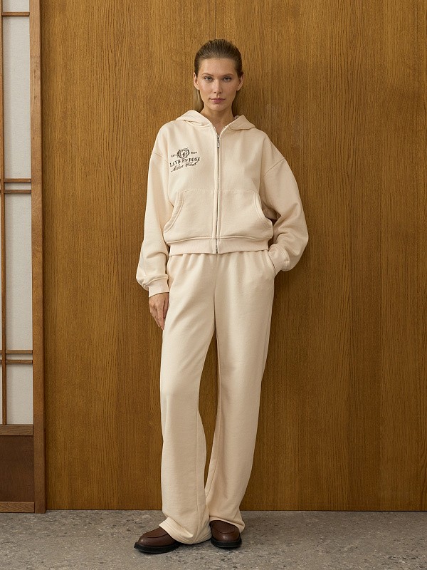 Костюм LA VIE EN ROSE СHAMPAGNE зип худи + прямые брюки