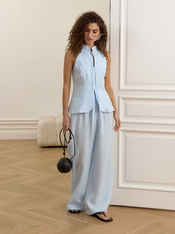 Брюки изо льна "Утренее небо"