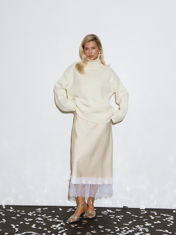 Юбка миди в бельевом стиле LACE STORIES MILK