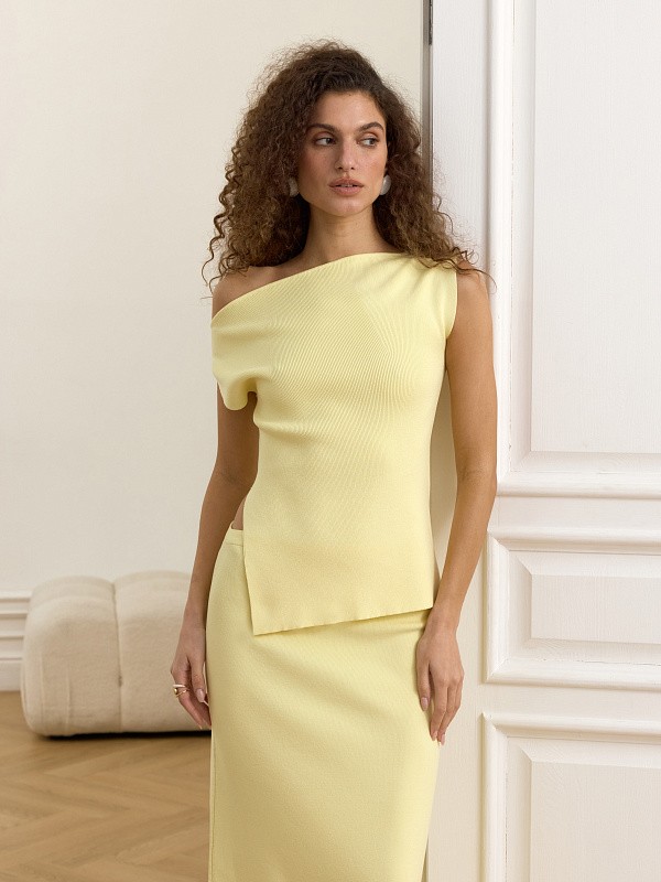 Акцентный вязаный топ "Сливочный пломбир"