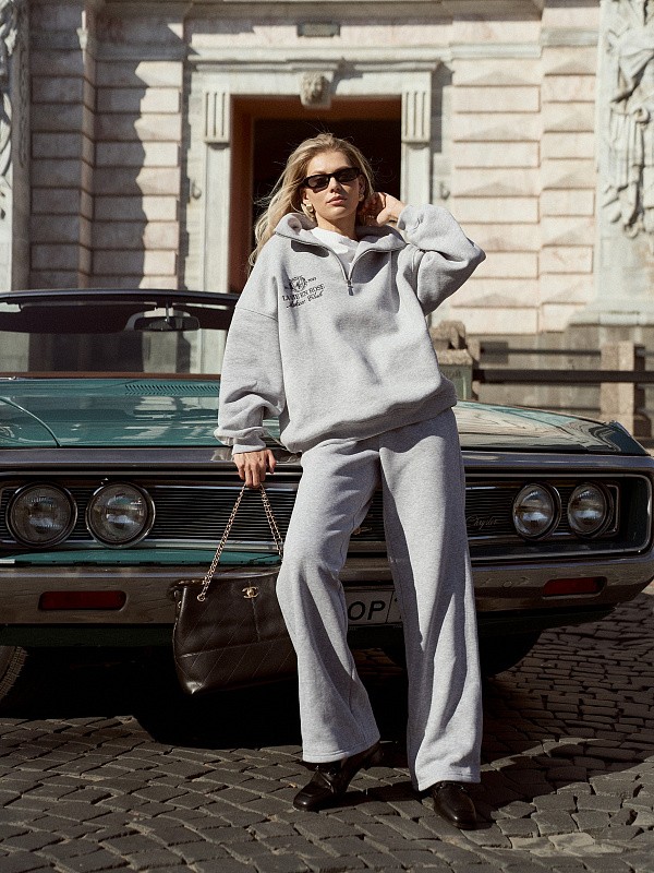 Утепленный костюм LA VIE EN ROSE GREY MELANGE на молнии