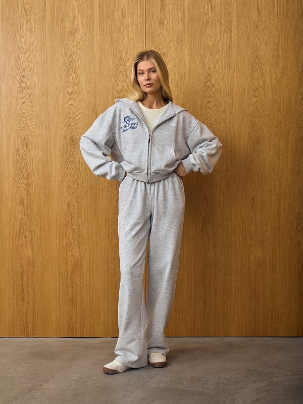 Костюм LA VIE EN ROSE GREY MELANGE зип худи + прямые брюки
