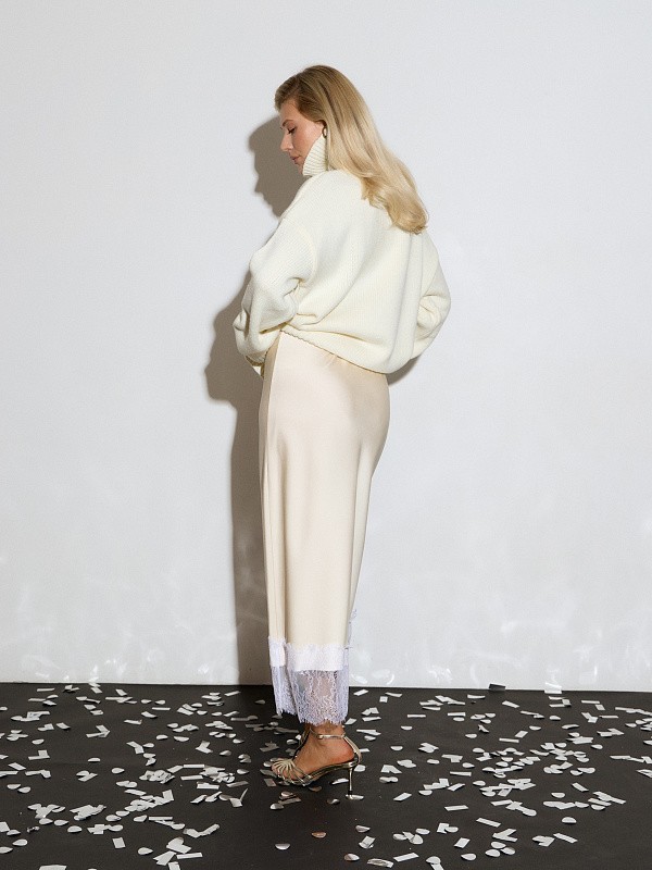 Юбка миди в бельевом стиле LACE STORIES MILK