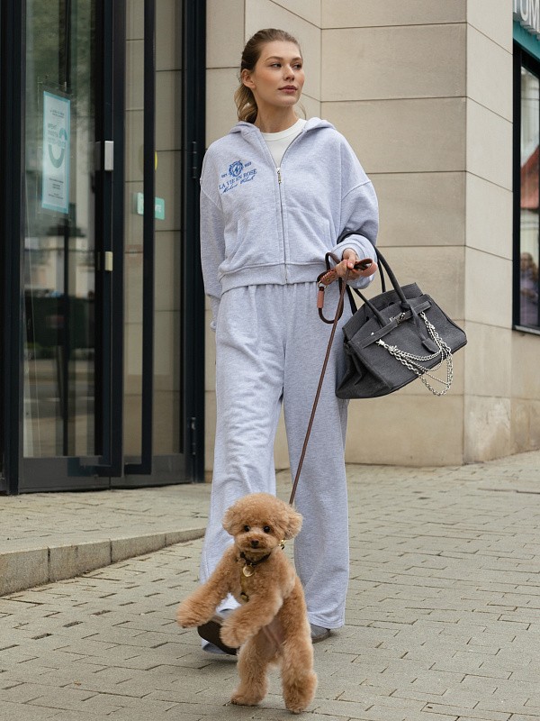 Костюм LA VIE EN ROSE GREY MELANGE зип худи + прямые брюки