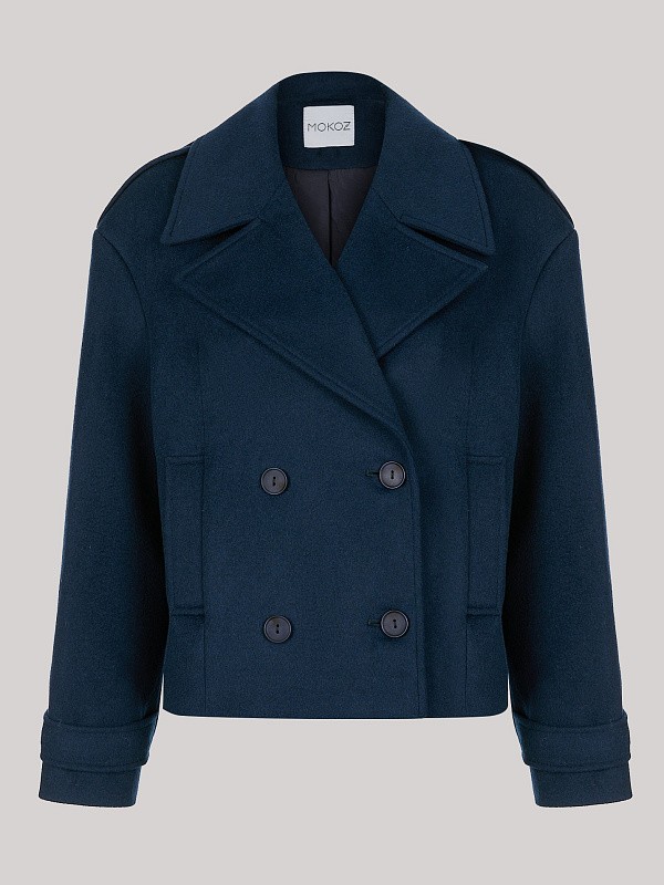 Укороченное пальто-жакет ROYAL BLUE из итальянской шерсти  