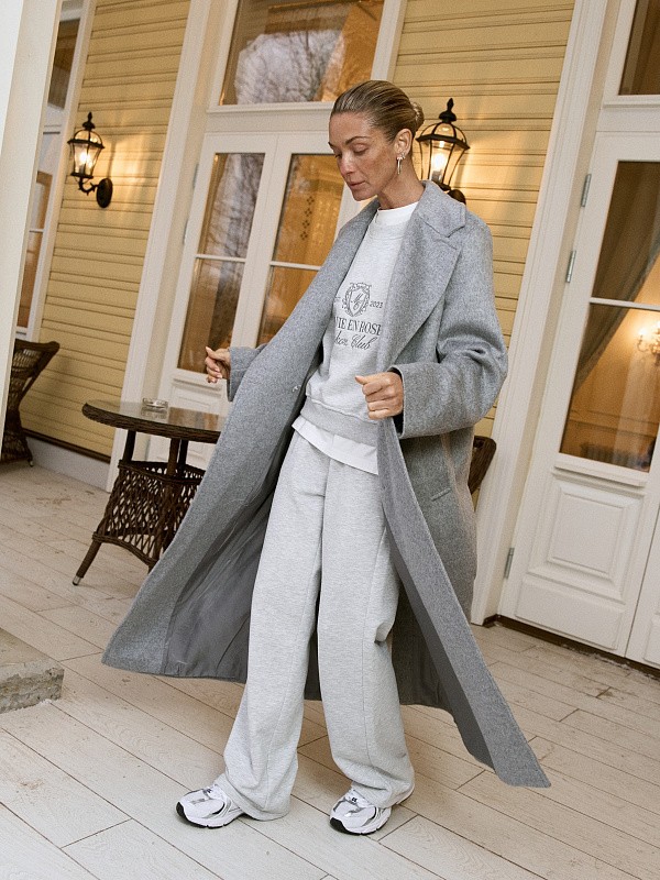 Пальто POSH MAXI GREY MELANGE из итальянской шерсти
